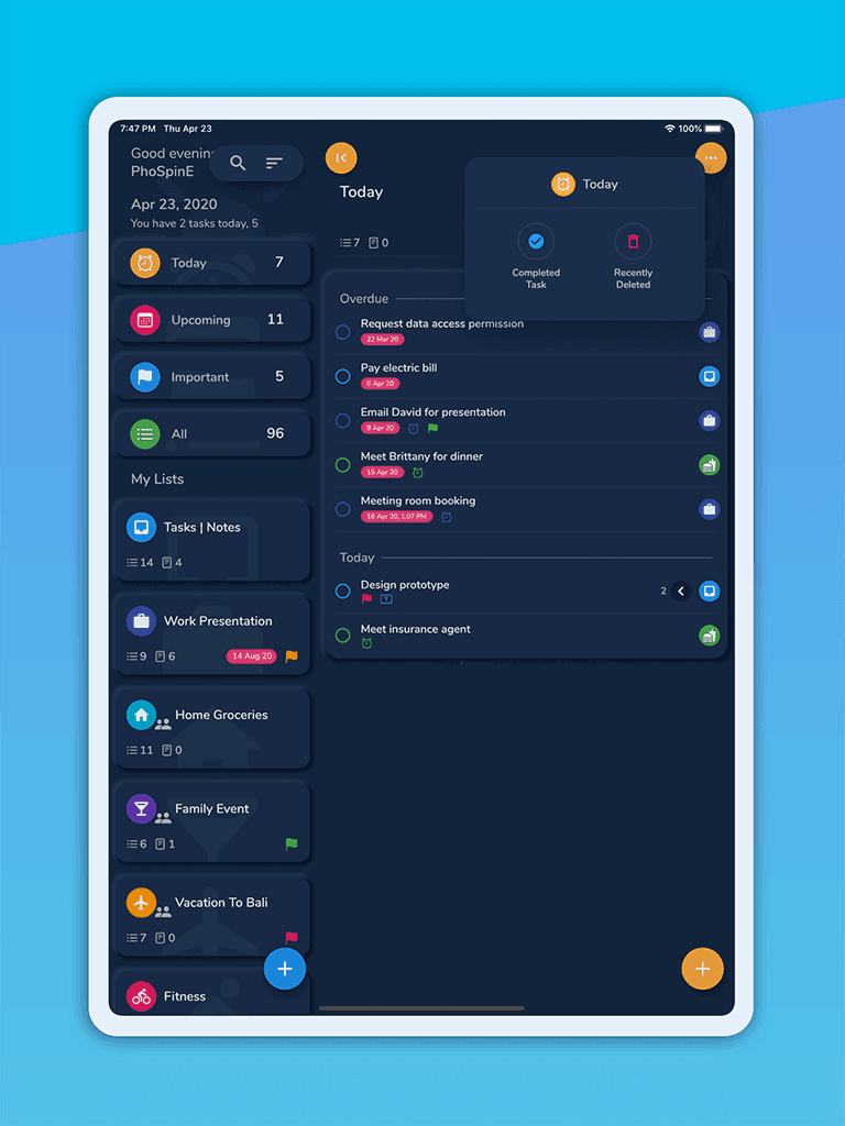Daily task view screenshot for HibiDo