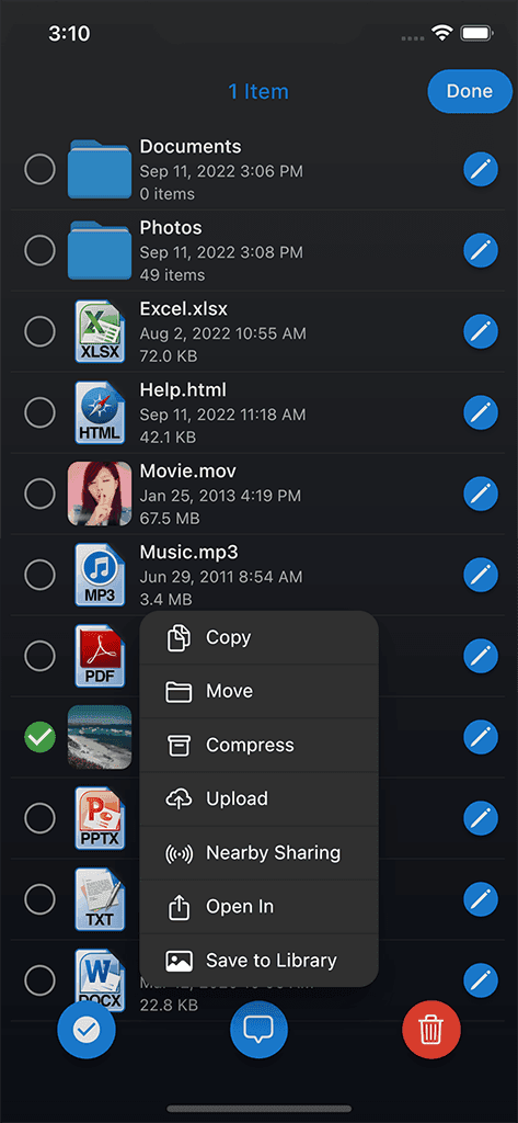Phone Drive app screen