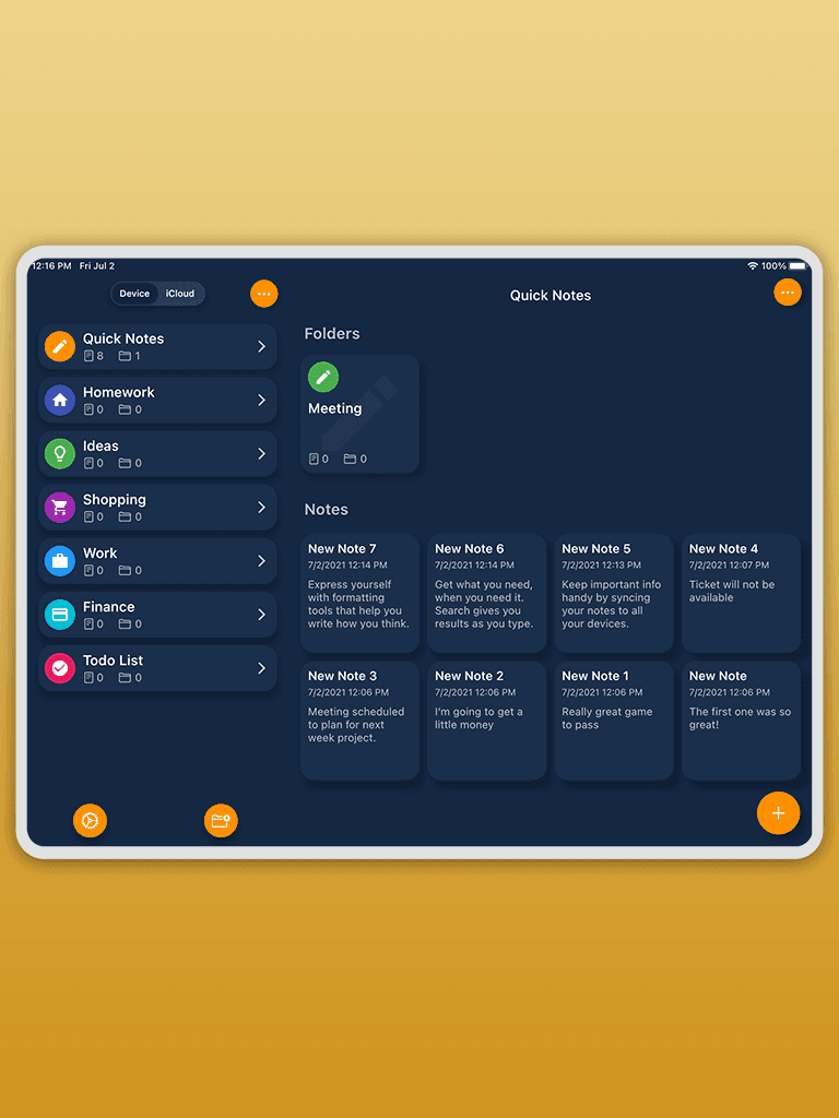 Private note library screenshot for Safety Note+