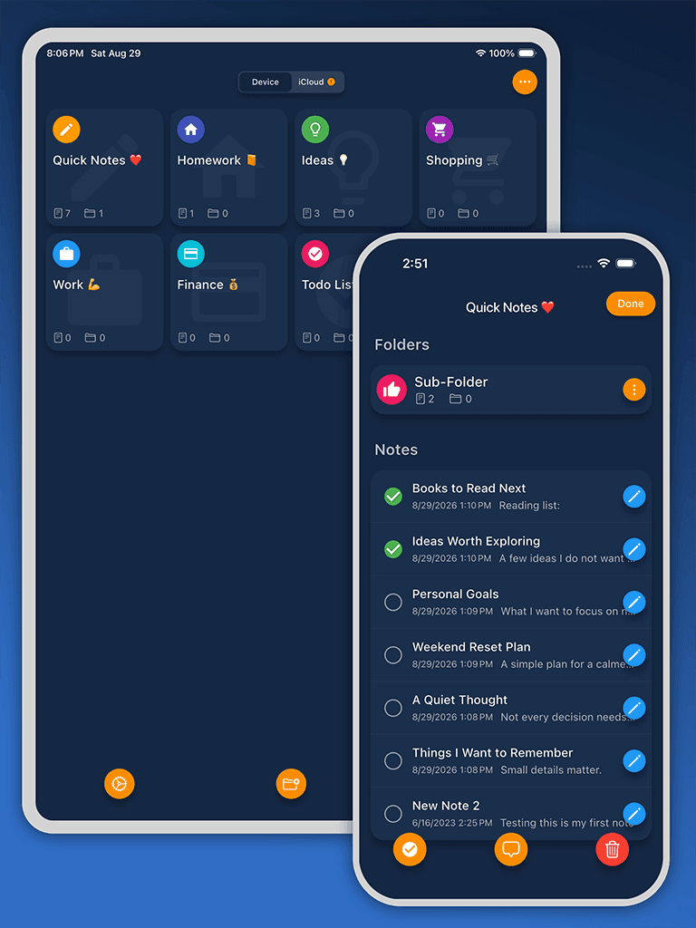 Organized folders screenshot for Safety Note+
